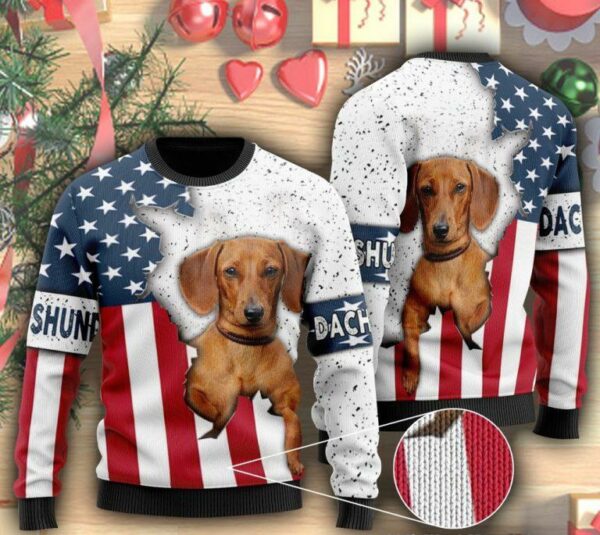 american flag and dachshund dog ugly christmas sweater s5o6ih