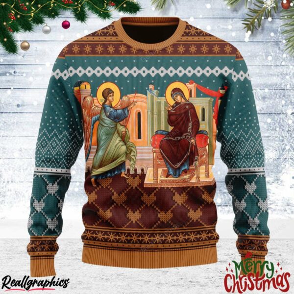 annunciation of the mother of god christmas ugly sweatshirt sweater 1 bqsonh