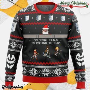 attack on titan colossal claus ugly christmas sweater 1 u2cpf0