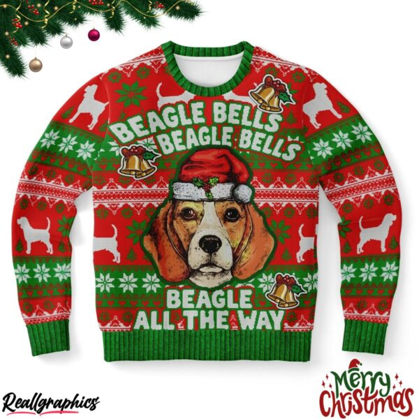 beagle bells beagle bells all the way ugly christmas sweater 1 hdch0e