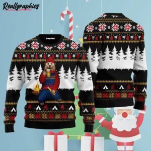 bear campfire ugly christmas sweater wjeyl0