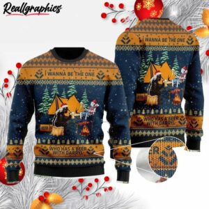 bigfoot camping ugly christmas sweater jfby54