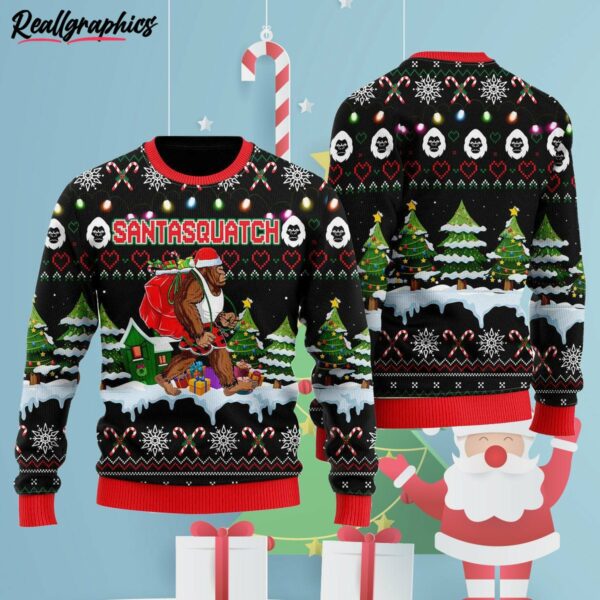 bigfoot christmas santasquatch ugly christmas sweater qm8znu