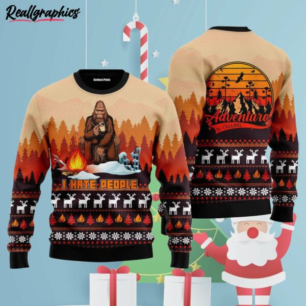 bigfoot i hate people camping ugly christmas sweater xvsxse