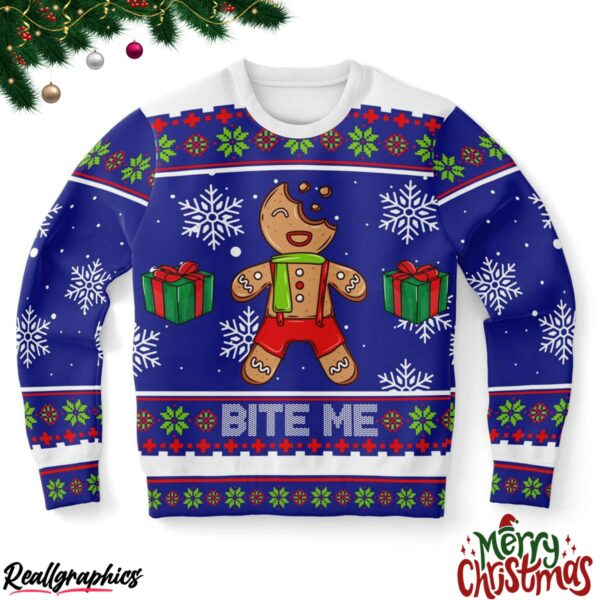 bite me gingerbread ugly christmas sweater 1 pkbdkc