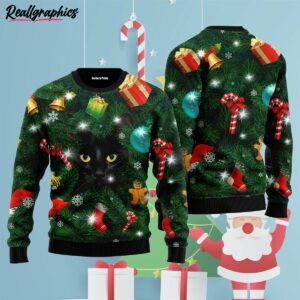 black cat inside tree ugly christmas sweater dtoykk