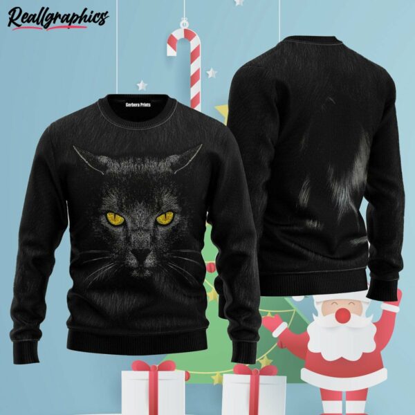 black cat ugly christmas sweater rryfdq