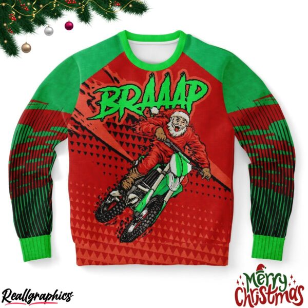 braaap motorcross santa ugly christmas sweater 1 tbyfbb