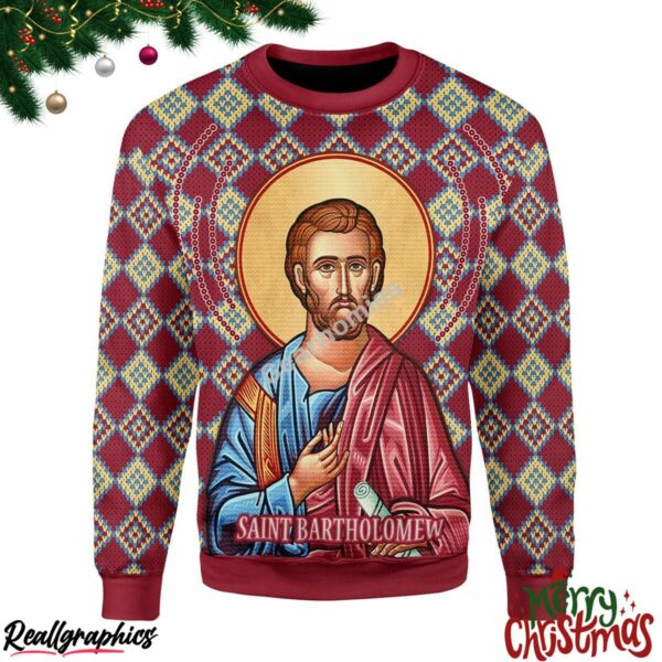 christmas bartholomew the apostle christmas ugly sweatshirt sweater 1 tmgo55