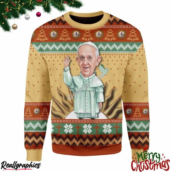 christmas pope francis christmas ugly sweatshirt sweater 1 qbk0ad