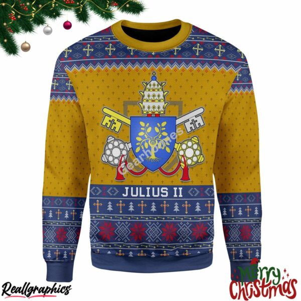 christmas pope julius ii all over print ugly sweatshirt sweater 1 r6mi3h