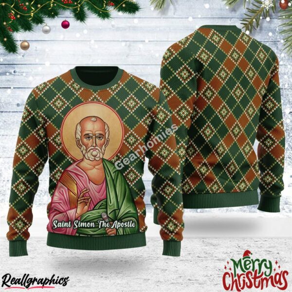 christmas saint simon the zealot christmas ugly sweatshirt sweater 1 gab1zl