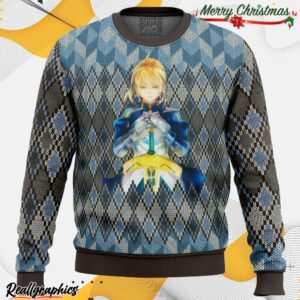 fate zero saber ugly christmas sweater 1 yj7782
