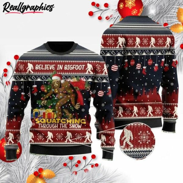 for bigfoot lover ugly christmas sweater dg9a7k