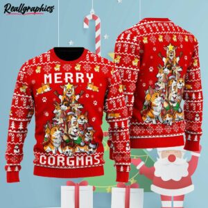 funny corgi merry corgmas ugly christmas sweater gzi4ud