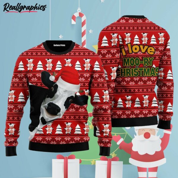 funny cow moory christmas ugly christmas sweater pk4lb6