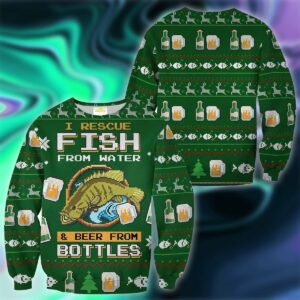funny fish and beer ugly christmas sweater uyglrs