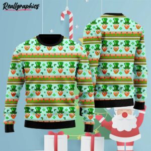 funny leprechauns patricks pattern ugly christmas sweater uqoyuz