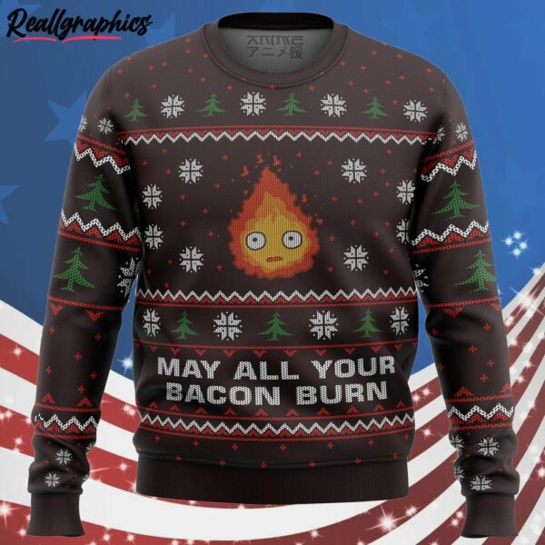 ghibli may all your bacon burn ugly christmas sweater drlmr
