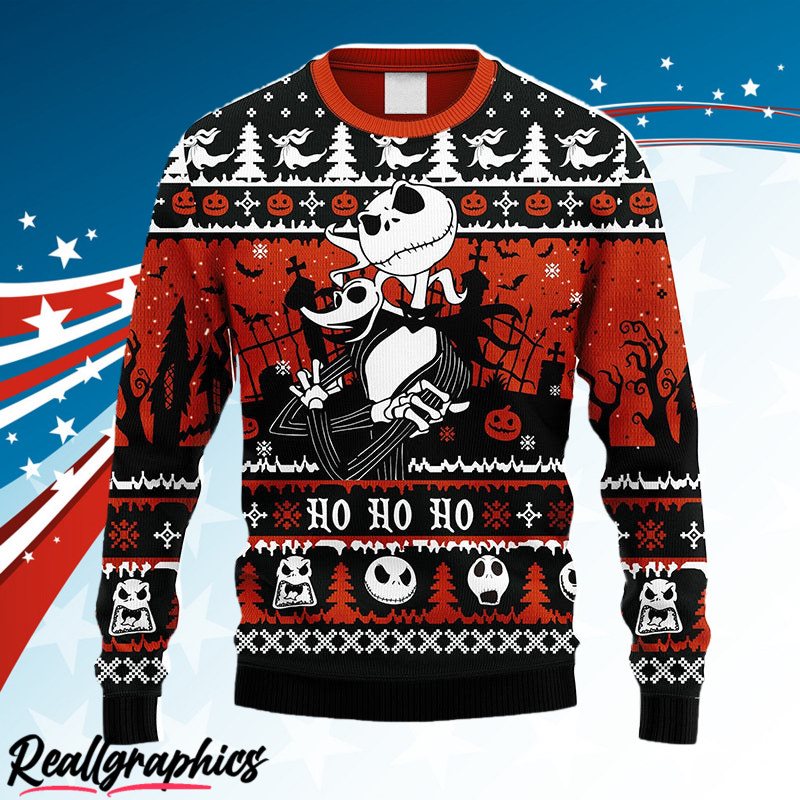 jack skellington and zero nightmare before christmas ugly sweater 2 vx6sj