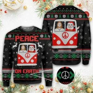 jesus santa peace on earth ugly christmas sweater ex3bbv