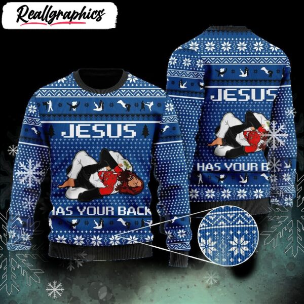 jesus has your back jiu jitsu ugly christmas sweater best xmas gift 2 u3dkik
