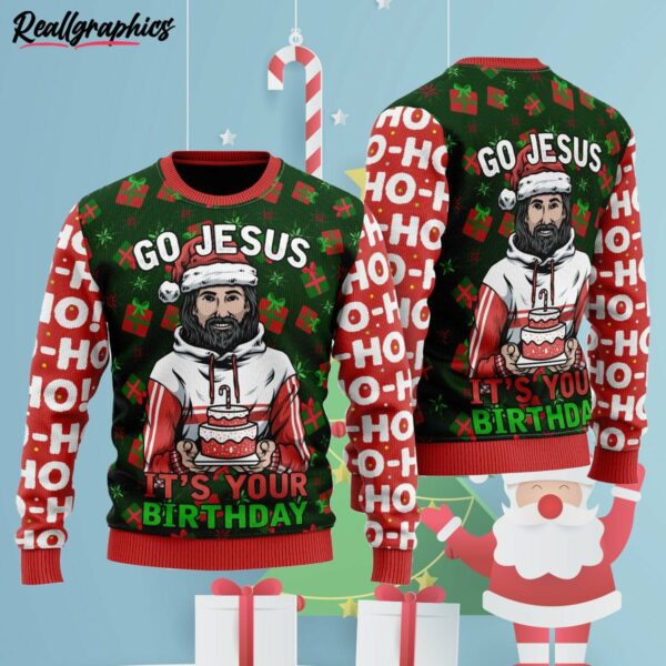 jesuss birthday go jesus ugly christmas sweater tt8idn