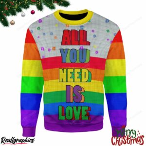 merry christmas all you need is love lgbt all over print ugly sweatshirt sweater 1 aqikig
