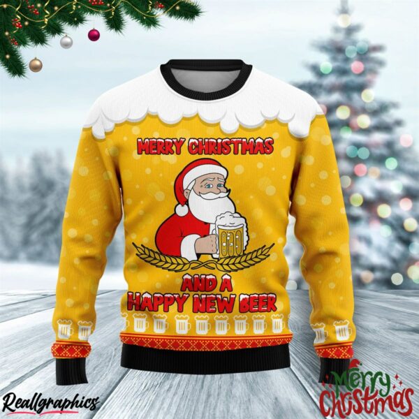 merry christmas and a happy new beer christmas ugly sweatshirt sweater 1 qh7v6a