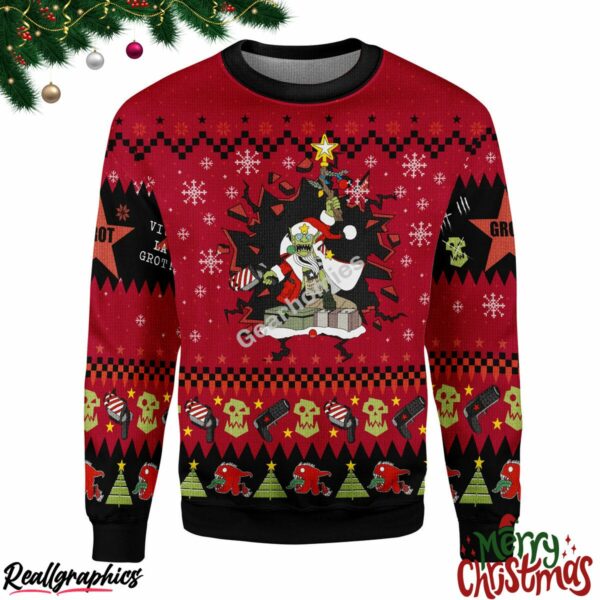 merry christmas armed and dangerous red gobbo christmas ugly sweatshirt sweater 1 p0mmra