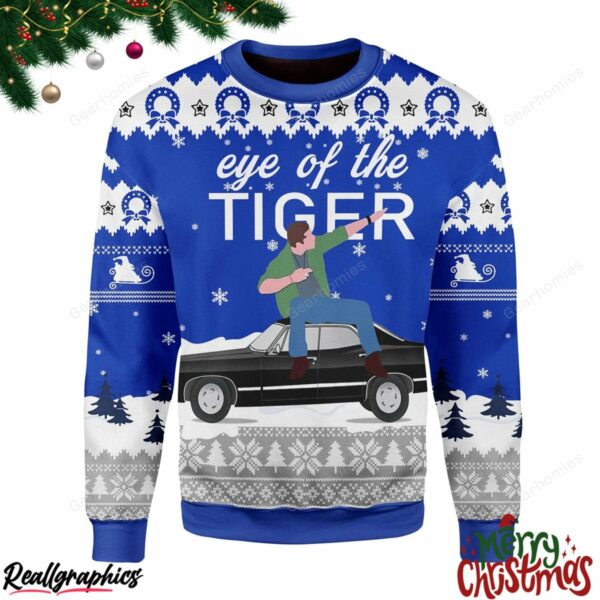 merry christmas eye of the tiger all over print ugly sweatshirt sweater 1 f1ty5y