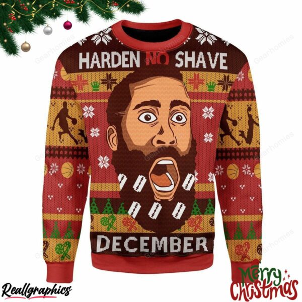merry christmas harden no shave december all over print ugly sweatshirt sweater 1 balriq