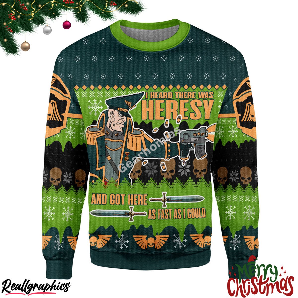 Merry Christmas I Heard There Was Heresy All Over Print Ugly Sweatshirt, Sweater