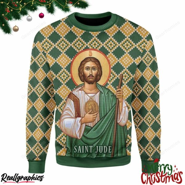 merry christmas jude the apostle christmas ugly sweatshirt sweater 1 mvhied