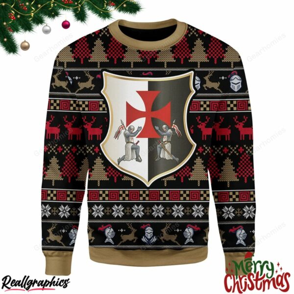 merry christmas knight templar christmas ugly sweatshirt sweater 1 jggmgy