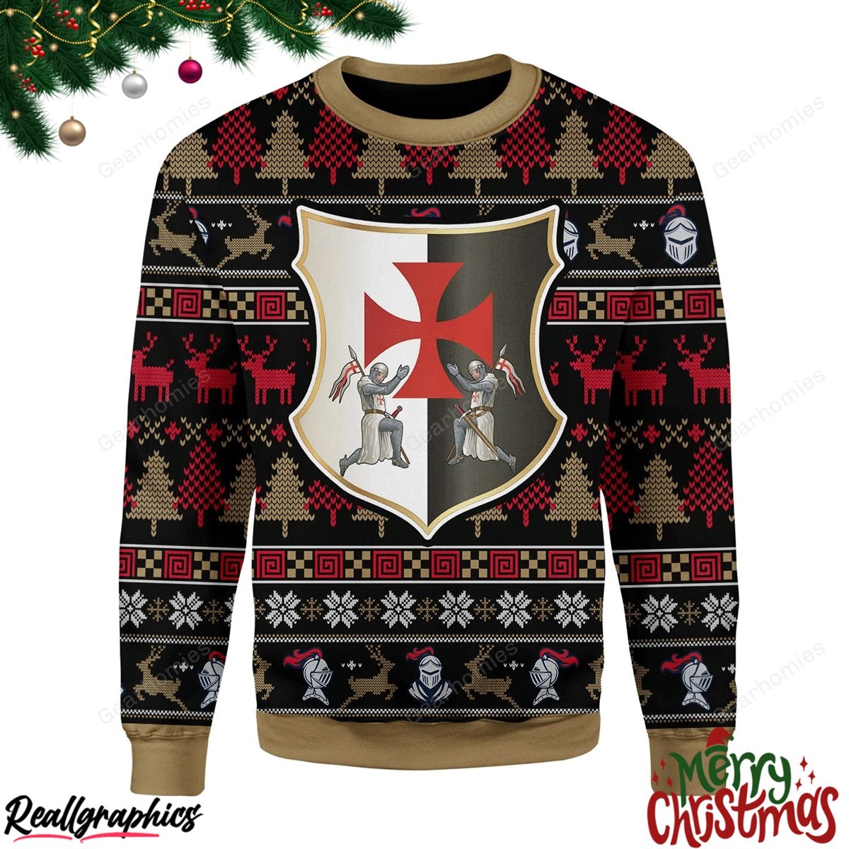 Merry Christmas Knight Templar Christmas Ugly Sweatshirt - Sweater