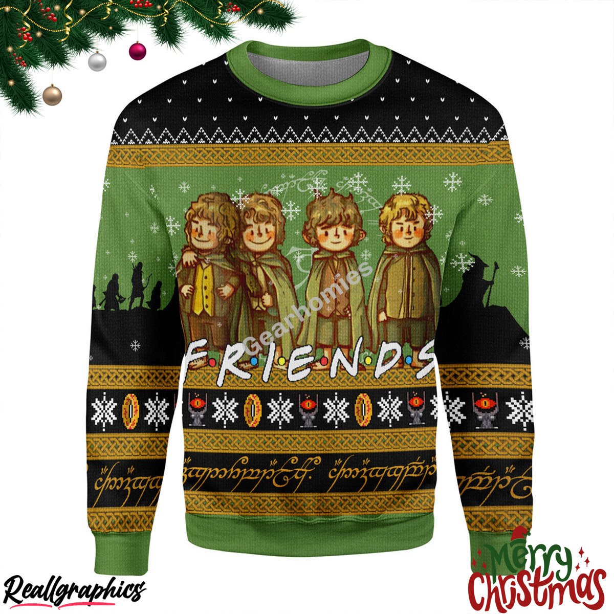 Merry Christmas Lotr Friends Christmas Ugly Sweatshirt - Sweater