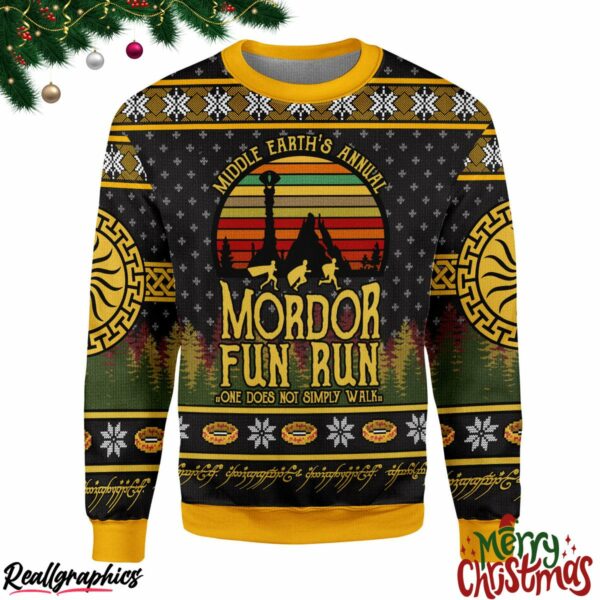 merry christmas lotr mordor fun run christmas ugly sweatshirt sweater 1 tk0dua