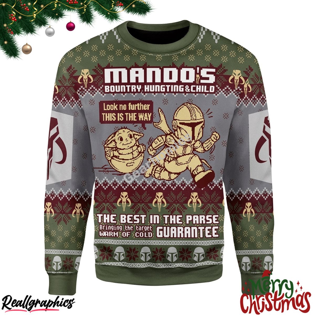 Merry Christmas Mando's Bountry Hunting Christmas Ugly Sweatshirt - Sweater