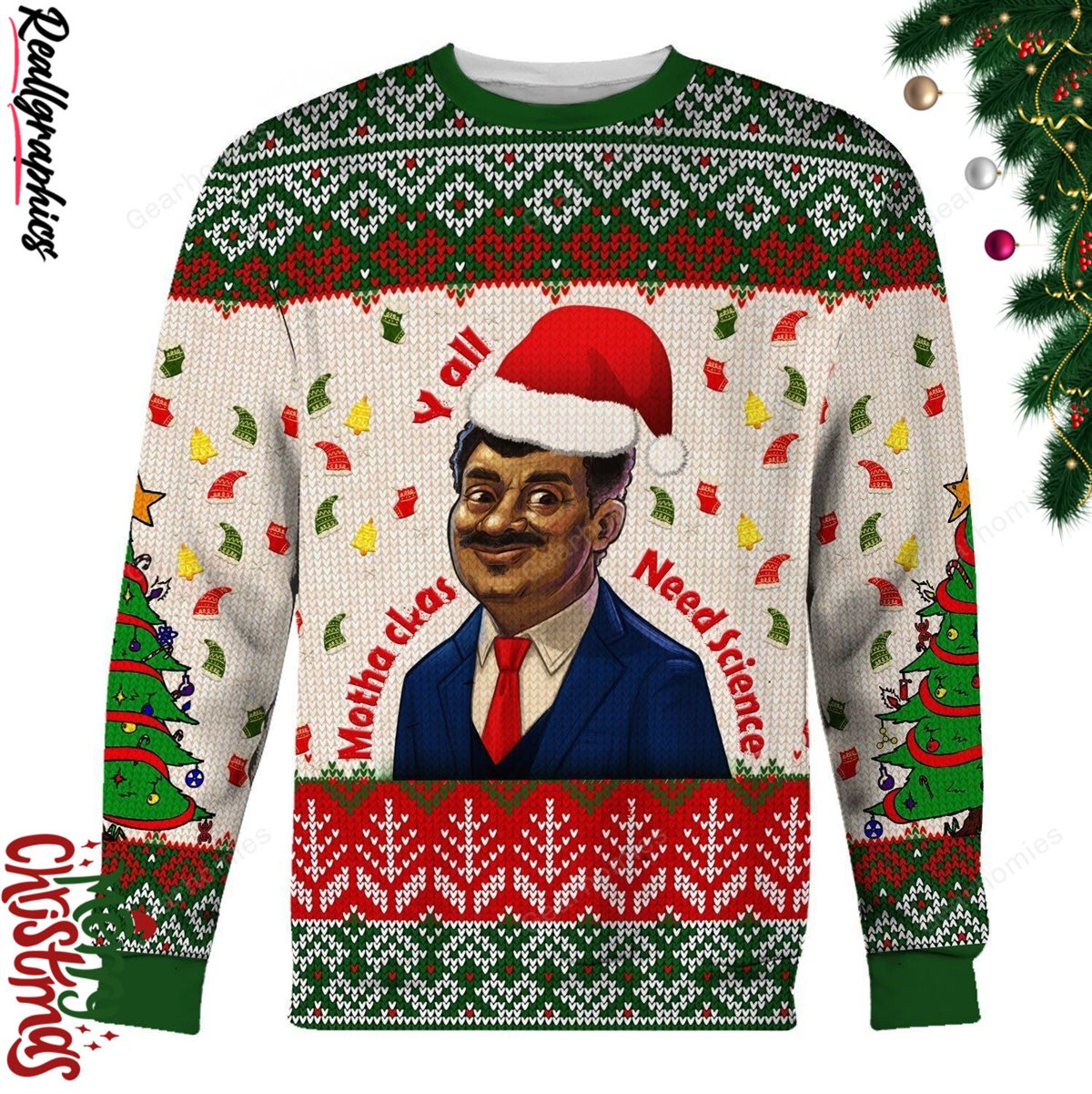 Merry Christmas Neil Degrasse Tyson Shirt All Over Print Ugly Sweatshirt, Sweater