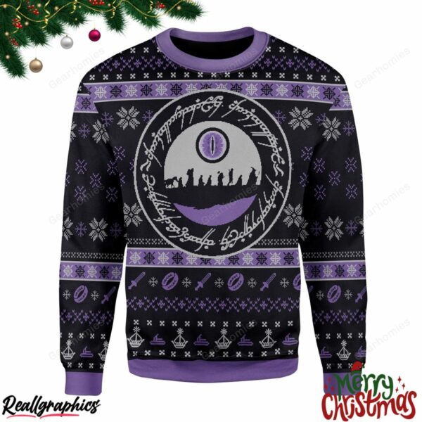 merry christmas the lord of the rings the fellowship all over print ugly sweatshirt sweater 1 es2naq