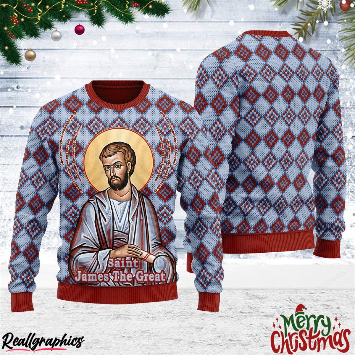 Merry Christmas Unisex Ugly Christmas Sweater James The Great All Over Print Ugly Sweatshirt, Sweater