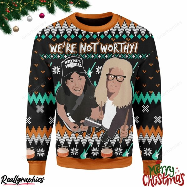 merry christmas were not worthy christmas ugly sweatshirt sweater 1 c0cr5t