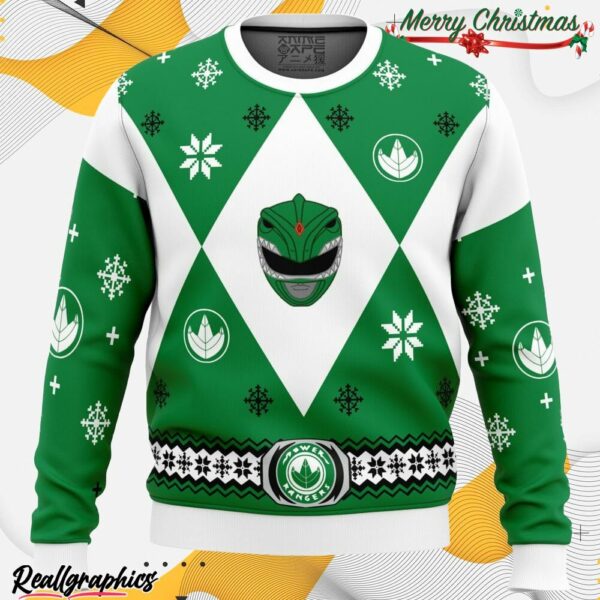 mighty morphin power rangers green ugly christmas sweater 1 clqwbn