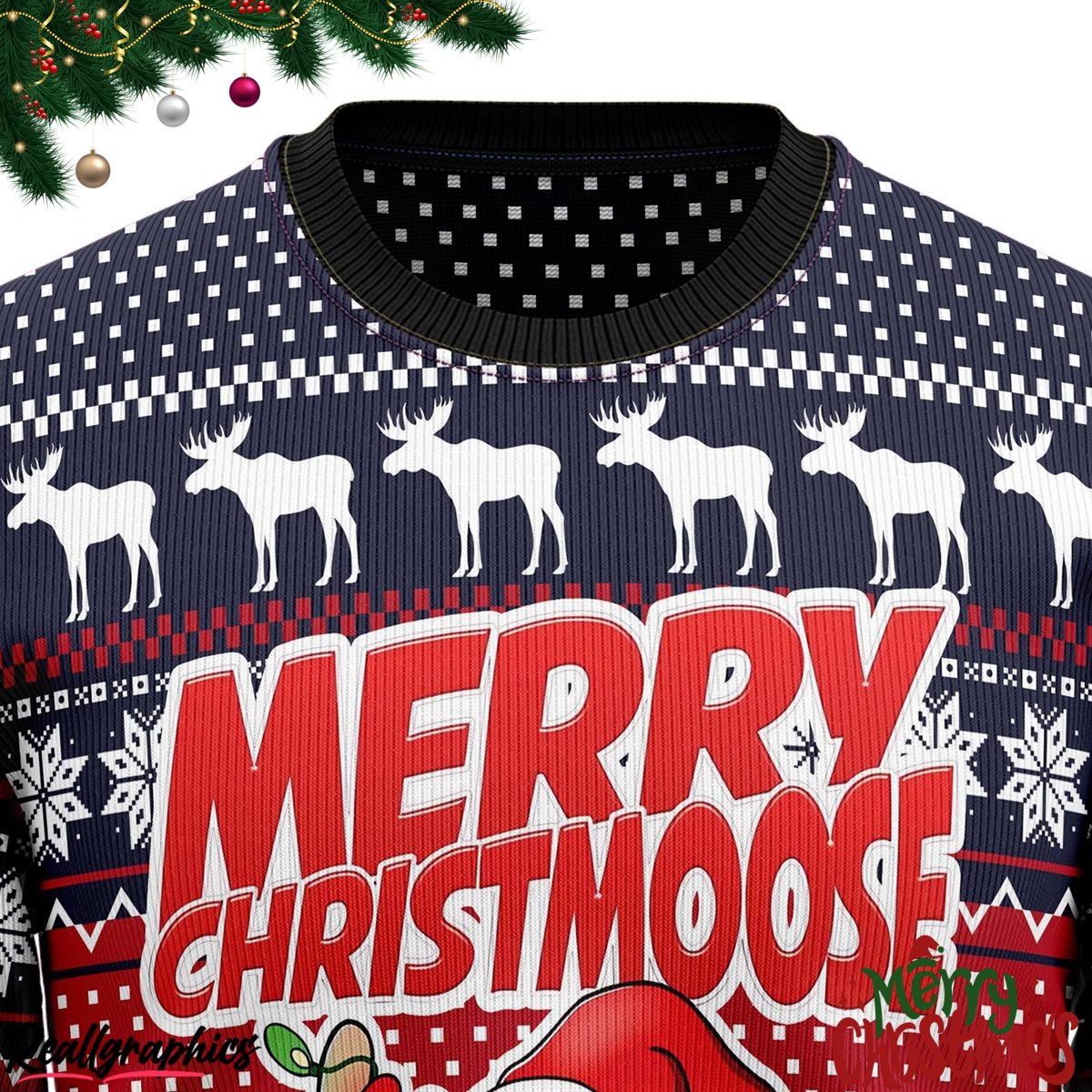 Moose Merry Ugly Sweatshirt, Sweater