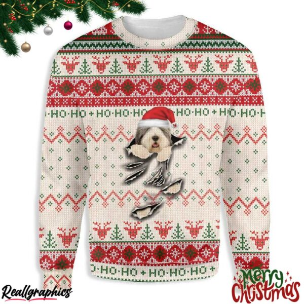 old english sheepdog scratch christmas ugly sweatshirt sweater 1 fvzxsc