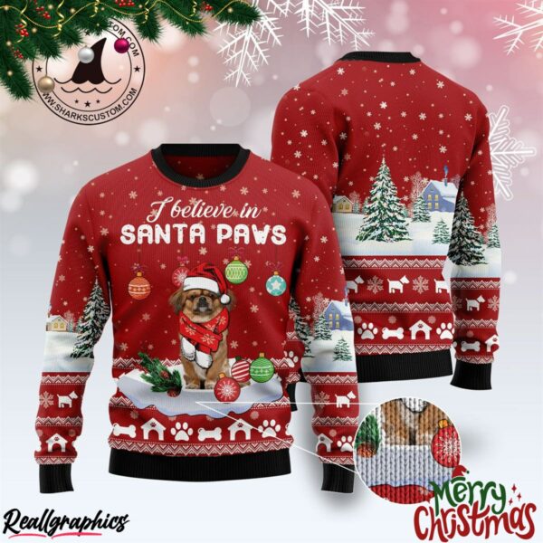 pekingese i believe in santa paws ugly sweatshirt sweater 3 j3lopn