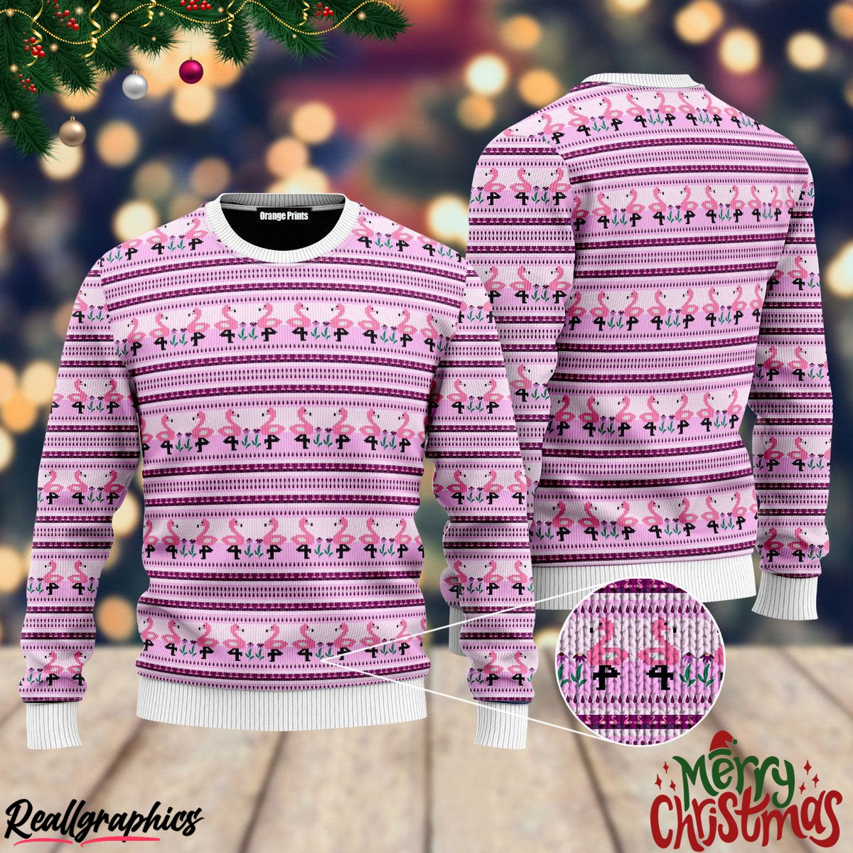 Pink Flockin In Naughty List Christmas Ugly Sweatshirt, Sweater