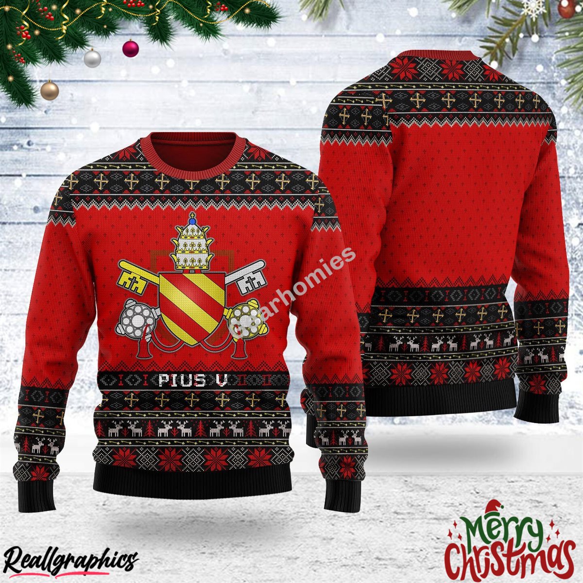 Pope Pius V Christmas Ugly Sweatshirt - Sweater