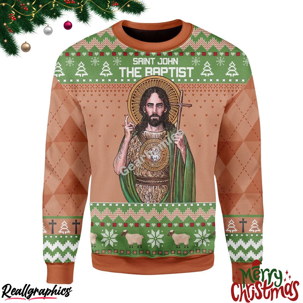 Saint John The Baptist All Over Print Ugly Sweatshirt, Sweater